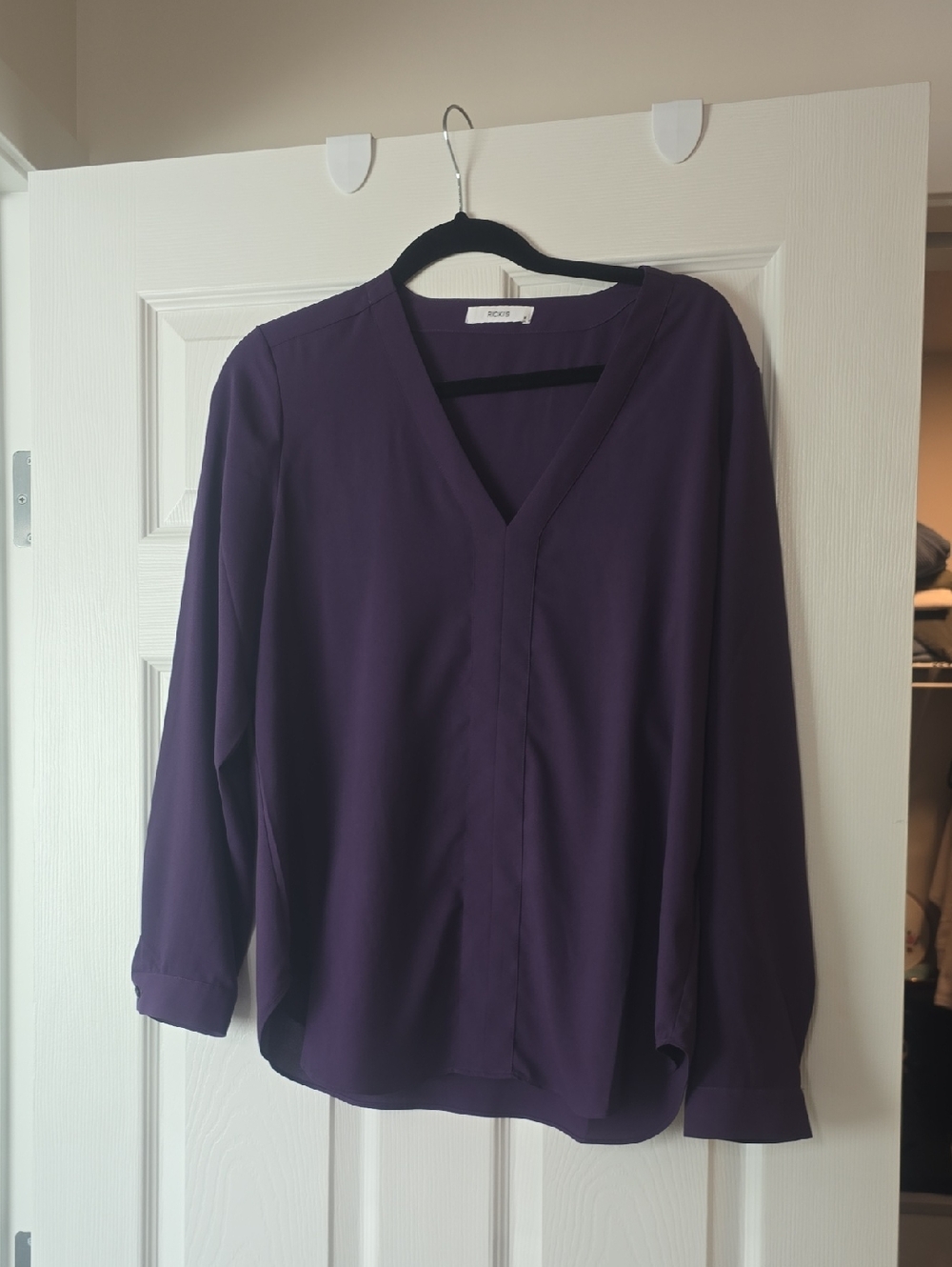 Ricki's Plum V-Neck Long Sleeve Blouse